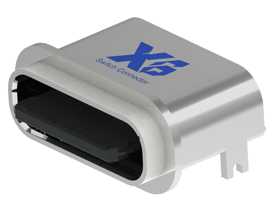 XB-ATCF-16-001 TYPE C 16P 防水母座板上L=6.5mm(粉未金外壳)